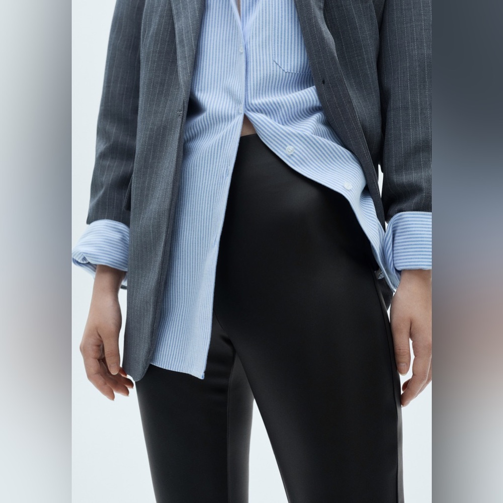 Mango Leather-Effect Leggings